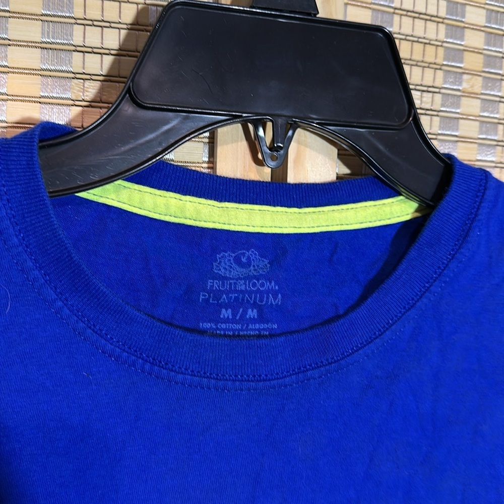 Fruit of the Loom Platinum Bright Blue Tank Top Lime Green Trim Men's Medium - Picture 6 of 13